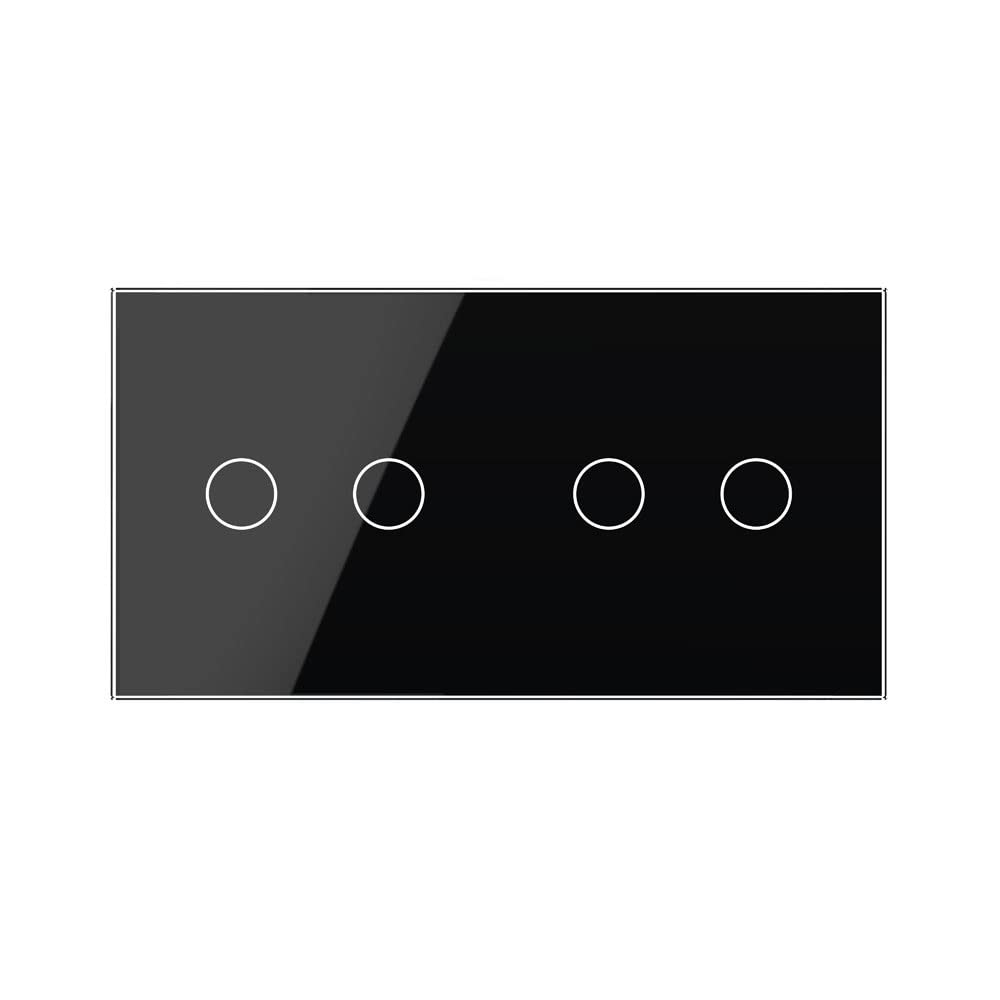 LIVOLO Combinación de dos interruptores de conmutación/interruptor en cruz, empotrable, juego completo con panel de cristal en negro