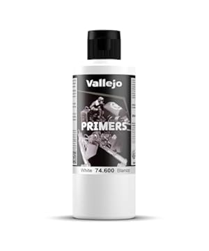 Vallejo Surface Primer, Acrylic Primer for Airbrush, Fast-Drying and High-Adhesion Finish for Models and Miniatures, 200 ml, Matte White