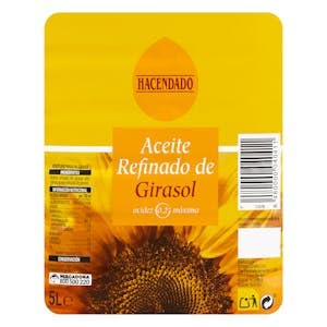 Aceite de girasol refinado 0,2º Hacendado Garrafa 5 L Pack 2