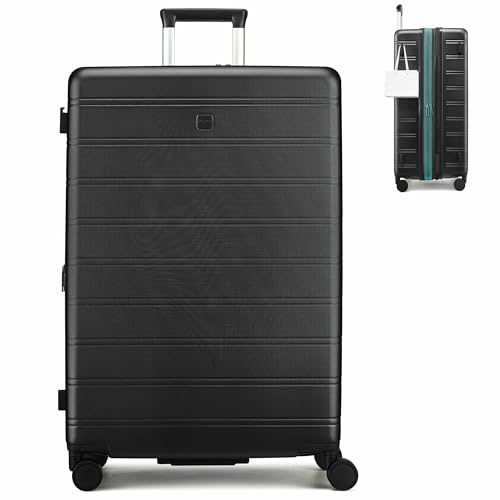 Image of MILADA 28 Inch Large Expandable Checked Luggage with 8 Spinner Wheels, Hardshell Suitcase with TSA Lock, Lightweight Durable PC Shell, Airline-Approved for Extended Travel, Jet Black
