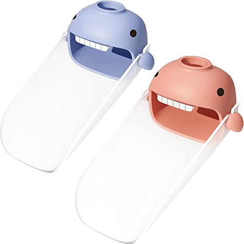 Image of XPECIAL Faucet Extender for Toddlers and Kids, fits Sink spout tub for Kitchen and Bathroom. Promotes Hand Washing, Hygiene Awareness Independence. Cartoon Design w/Universal fits(Blue, Pink, 2PCS)