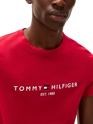 Tommy Hilfiger Herren T-Shirt Kurzarm Slim Fit, Rot (Medium Red), S – Ansicht 5