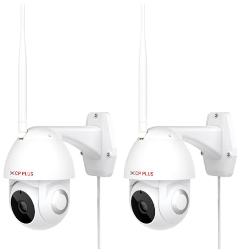 Image of CP PLUS 4MP Outdoor Smart Wi-fi PT Camera | 360 with Pan & Tilt | Two Way Talk | Night Vision| SD Card (Up to 128 GB) | Alexa & Google Support | IP Ratings - IP65 | CP-Z41A (Pack of 2)