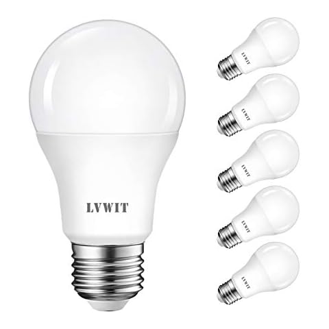 LVWIT Daylight LED E27 Screw ES Light Bulbs, 9.5W A60 Cool White Light Bulbs,75W Equivalent,6500K,Ultra Bright 1055Lm, LED Energy Saving Light Bulb,Non-Dimmable, (Pack of 6) Cover