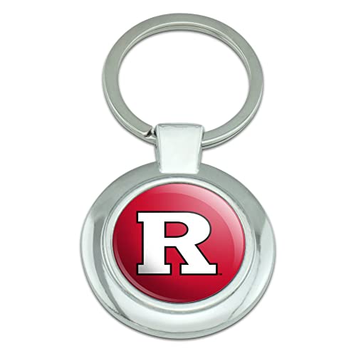 Rutgers Scarlet Knights Logo Keychain Classy Round Chrome Plated Metal