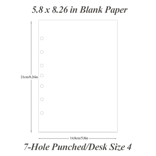 Mini Binder Filler Paper for 3 or 7 Ring Binders - 100 Sheets/200 Pages Loose Leaf Blank Refills, Desk Size 4, 100gsm Paper, 5.8" x 8.5" - Thumbnail 6