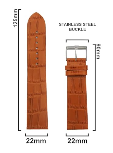 Image of ADAMO 22mm Croco Design Genuine Leather Watch Strap for Men & Boys | Ultra Slim 3mm Thickness Compatible with Tita-n Edge & Similar Watches | Formal & Casual Wear | Silver Buckle | Strap Only
