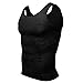 Odoland Men's 3 Pack Body Shaper Base Layer Shirt Tummy Shirt, Black/Black/Black, L
