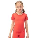 Hotfiary Youth Girls Athletic Shirts Short Sleeve Crew Neck Active T-Shirt Quick Dry Activewear Sports Running Tee Tops