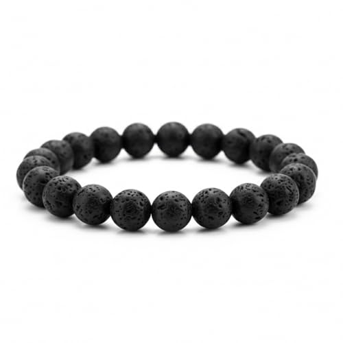 The Bead Shop Natural Gemstone Healing Crystal Bracelet 8mm Beads Chakra Energy Balance Bracelet for Men Women Meditation Yoga & Spiritual Jewellery Gift - Lava Stone