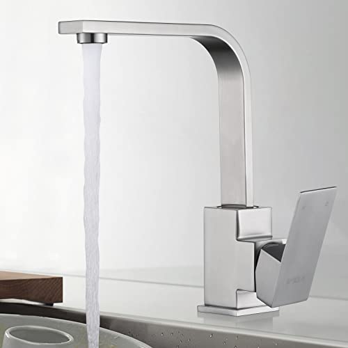 iVIGA Kitchen Tap, High Pressure Kitchen Tap, 360° Swivelling Sink Mixer Tap Made of Stainless Steel, L Shape