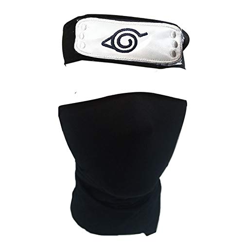 IDOXE Naruto Konoha Leaf Village Logo Headband Unisex Hatake Kakashi Cosplay Mask Veil