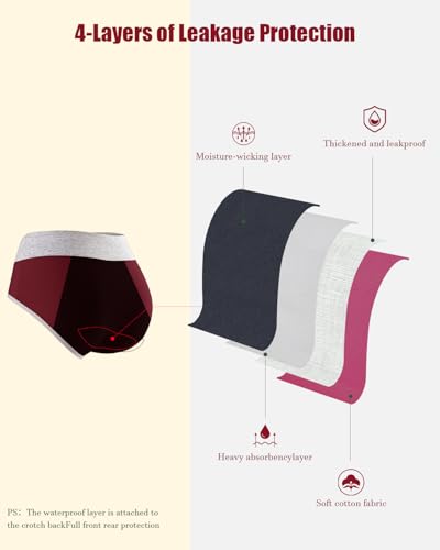 Image of Jade Butterfly Washable Incontinence Underwear for Women, Leakproof Ladies Underwear, Heavy Flow Reusable Absorbent Panties