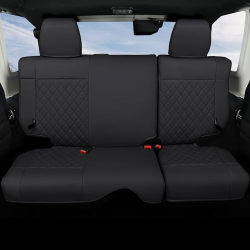 Image of GIANT PANDA Jeep Wrangler 4 Door JK 2008-2010, Full Set Seat Covers for Unlimited Sahara Sport Rubicon X Customized Faux Leather - (Black)