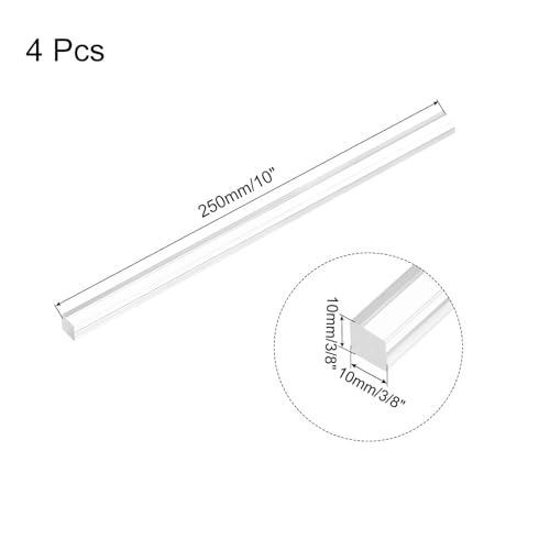 Image of MECCANIXITY 4pcs Acrylic Square Rods 3 /8 inch x 10 inch Clear Acrylic Dowel Rods Sticks Acrylic Plastic Sticks Strip for DIY Crafts Lighting Gardening Decorations - 10mm x 250mm