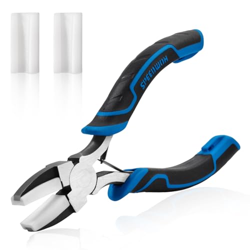 SPEEDWOX 5.5 Inches Nylon Nose Pliers Double Nylon Flat Jaw Pliers Carbon Steel Jewelry DIY Tools Jewelry Making Supplies for Grasping Straightening Ring Opening Shaping Thin Metal Soft Jaw