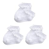 Kids First Communion White Baptism Socks Frilly Christening Socks Lace Ruffle Socks for Baby Girls N
