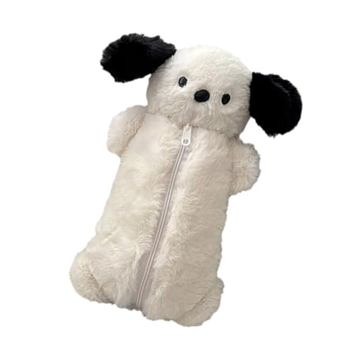 Bonita bolsa de peluche de perro de dibujos animados, sustancia suave, gran capacidad, plan permanente para la escuela, oficina, materiales creativos, bolsa de lápices de dibujos animados escolares