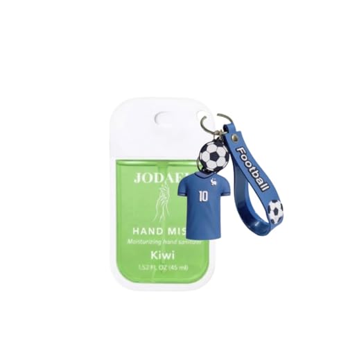 Alcohol-Free Hand Sanitizer Spray for Kids – Gentle Daily Use for Boys & Girls, Travel Friendly Clip-On Bottle with 3D Keychain for School, Playground, Home & Travel 45ml (Blue jersey)