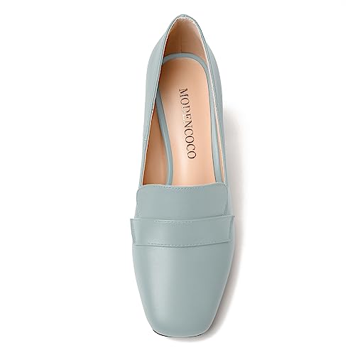 Image of MODENCOCO Womens Sexy Formal Matte Slip On Square Toe Work Block High Heel Loafers Shoes 3.5 Inch