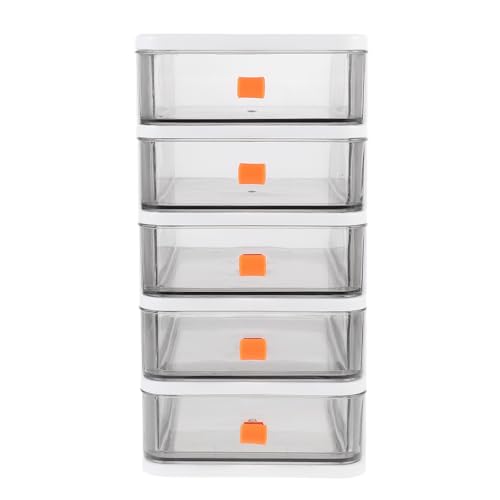 Ipetboom Cajonera de Almacenamiento Transparente de Plástico 5 Capas y Diseño Portátil, Organizador Ligero para Escritorio y Decoración de Estudio