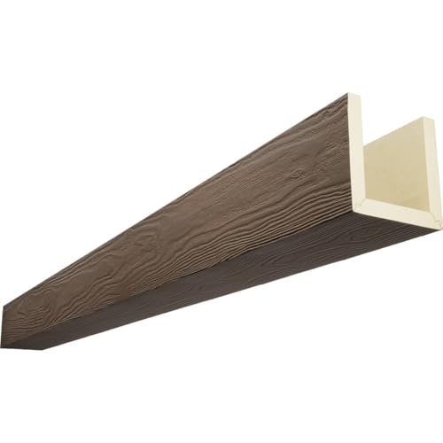 Timberthane Sandblasted Faux Wood Beam, 3-Sided (U-Beam), 4"W x 8"H x...