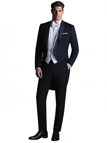 Veste à Trois Boutons Hommes pour Marié - Costume Noir Élégant de Dîner d'affaires Kromoc