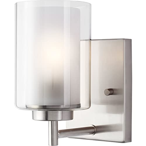Image of Generation Lighting 4137301-962 Elmwood Park One - Light Wall /Bath Sconce Vanity Style Fixture, Brushed Nickel