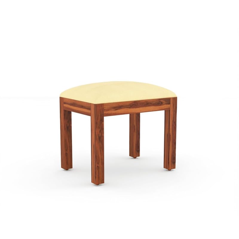 Image of Furniture Solid Sheesham Wood 4 Seater Dining Table Set with 3 Cushioned Chairs and Bench | Wooden Four Seater Dinner Table Set for Living Room, Kitchen, Dining Area and Home (Honey Finish)