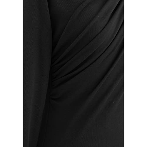 Chicwish Women's Black Boat Neck Ruched Long Sleeves Knit Top Sweater Pullover #TOP2