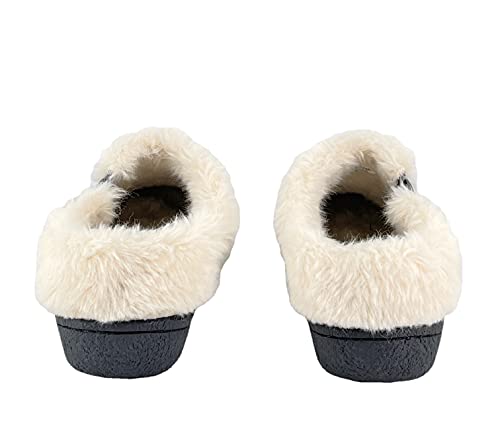 Clarks Womens Suede Leather Slipper with Gore and Bungee JMH2213 - Warm Plush Faux Fur Lining - Indoor Outdoor House Slippers For Women (6 M US, Grey)4