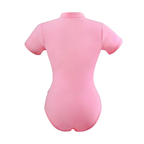 Littleforbig Macacão de algodão com virilha e botões – Colarinho NOVA ROSA