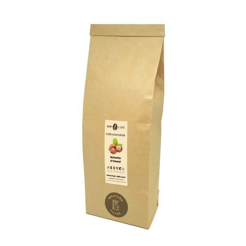 Café moulu saveur noisette d'Hawaï HOP CAFE mouture filtre 500g
