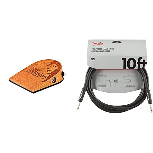 Ortega Stompbox ANNALOG with Built-in Sound Optimized Piezo Technology & Fender 990820025 Professional Series Instrument Cable - 10 ft - STR/ANG - black, 3 metre