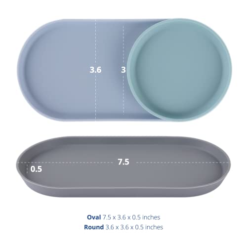 Blue Ginkgo Mini Silicone Trays - Set Of 6 Multipurpose Kitchen Accessories, Bathroom Vanity Organizer, Decorative Tray, Desk Organizer, Makeup Organizers - (3 Round & 3 Oval) - Blue, Mint, Grey #TOP2