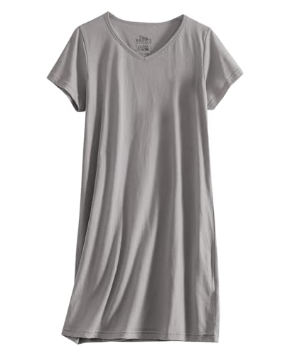 Image of Sexy Basics Women's Soft & Flowy V-Neck Long Shirt | 24 /7 Nightwear-Sleepwear T Shirt | Multi-Packs & Colors