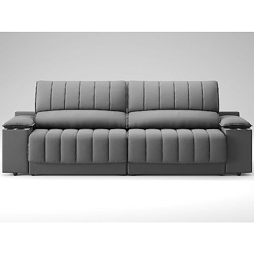 Sofá com Usb Retrátil e Reclinável Murano 2,30m Grafite