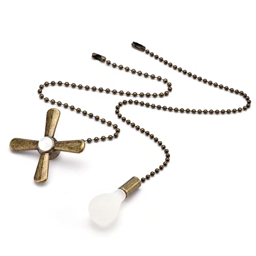 Image of Ceiling Fan Pull Chain Extender, Beaded Ball Extension Fan Pull Chain with Light Bulb and Fan Cord for Ceiling Light Lamp Fan Chain (Bronze)