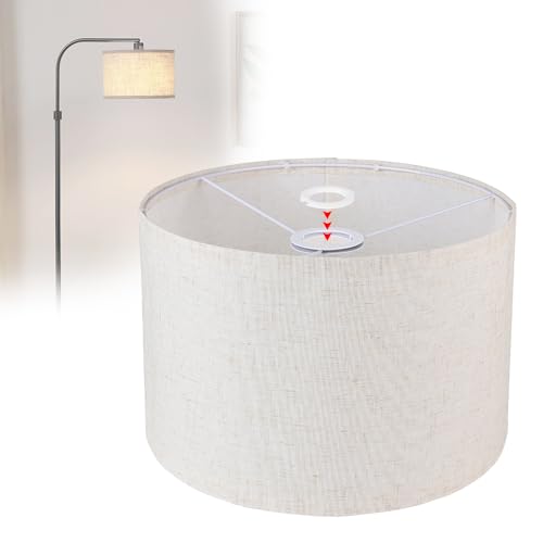 EFUTURETIME E14/E27 Paralume in Tessuto H20 X Ø 30cm, Paralume Cilindro Grande in Lino Naturale per Lampada da Terra, Comodino, Tavolo Plafoniera, Lampadari, Applique, Beige