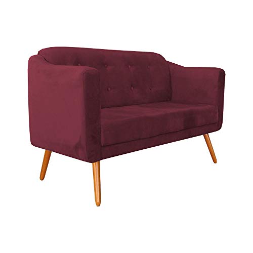Namoradeira Decorativa Turquia 2 Lugares Pés Madeira Suede Vinho