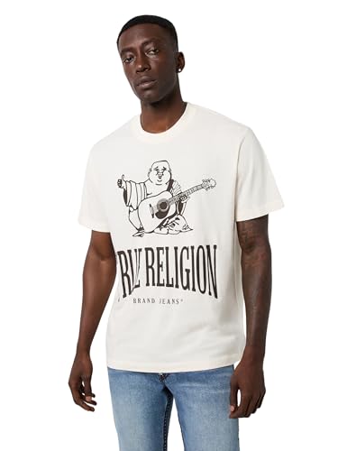 True Religion Men's Crackle Vintage Tee, Winter White, XXL