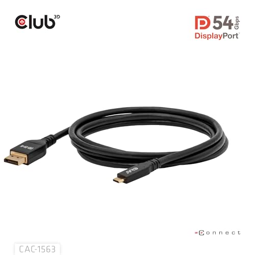 Cable DisplayPort 2.1 DP54 de USB-C a DisplayPort 8K120Hz Club3D CAC-1563 2m 5