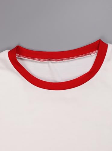 LilyCoco Women's Ringer Crop Top Baby Fitted Tee Short Sleeve Crew Neck T Shirts4