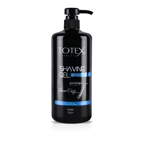 Totex COOL Shaving Gel 750 ml | Transparent Shaving Gel with Pump - Shaving Gel - Refreshing - Shaving Gel for Perfect Shaving without Foam with Light and Easy Shaving
