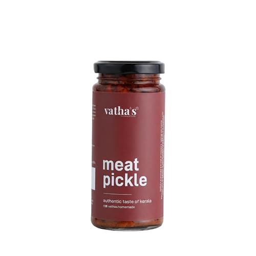 Image of Vathas Kerala Style 100% Boneless Meat Pickle - Authentic Homemade Pickle, Spicy & Tangy Non-Veg Kerala Achar, Ready-to-Eat Traditional Achar in Premium Glass Jar - 225g
