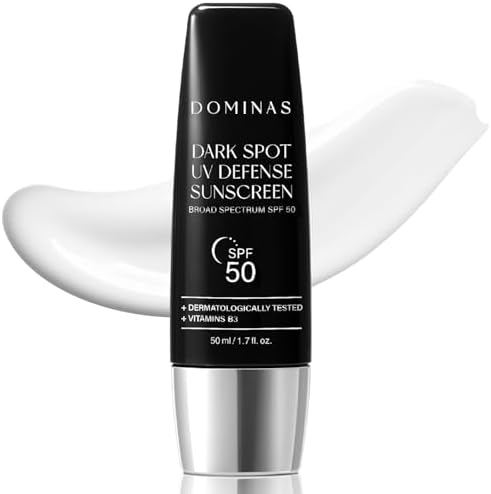 DOMINAS Dark Spot UV Defense Sunscreen SPF 50 - Lightweight & No White Cast, Non-Sticky, Anti-Pigmentation Hydrating Sunblock with Niacinamide, Panthenol and Peony Extract, Korean Skincare, 1.7 fl oz