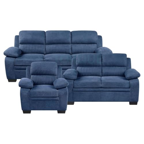 Image of Torque - Jett 3+2+1 Seater Fabric Sofa Set for Living Room (Blue) | Modern Sofa Set 6 Seater | Corner Sofa for Bedroom House Gift | 3 Year Warranty