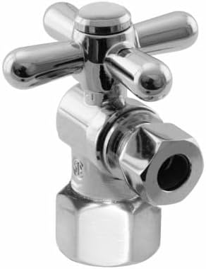 212 Main 1-4-Turn Angle Stop - .5 in. IPS Inlet and Cross Handle - Polished Chrome