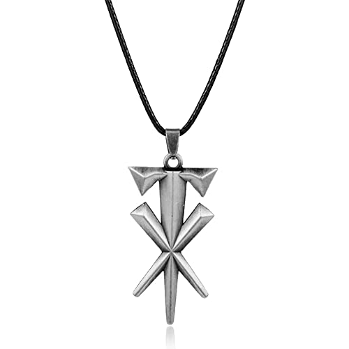 SOTUVO Halskette Modeschmuck Geometrische Kreuz Undertaker Anhänger Halskette Lederband Halskette Metall Coole Accessoires Geschenk Cover