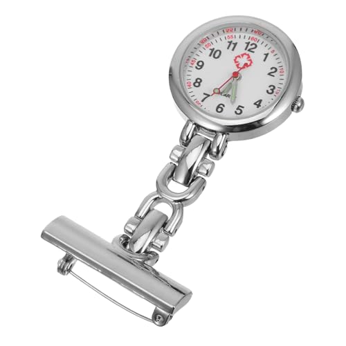 JEWEDECO 医療ナースウォッチブローチ コンパクト懐中時計 ピンクリップ 病院スタッフ用 ホワイト, ホワイト, 7*3 cm, クラシック